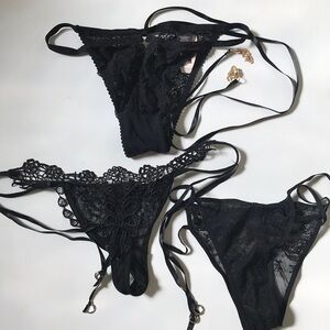 Victoria’s Secret new bundle black lace thongs Sz XS